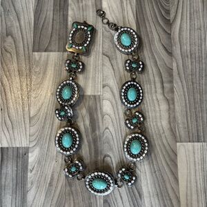 L&B Turquoise and Silver Western Boho Belt